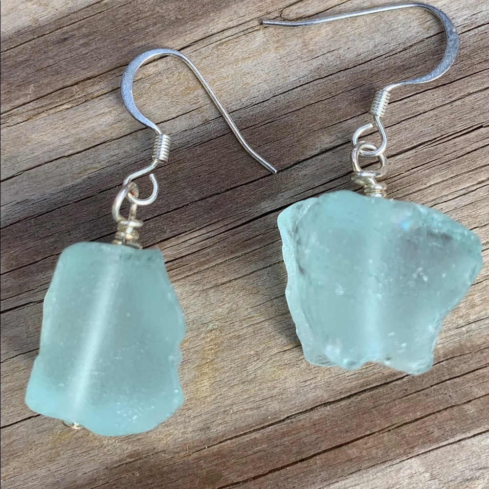 COPY - SOLD Aquamarine Genuine Earrings. Natural ruff cut.Large . - Picture 5 of 6